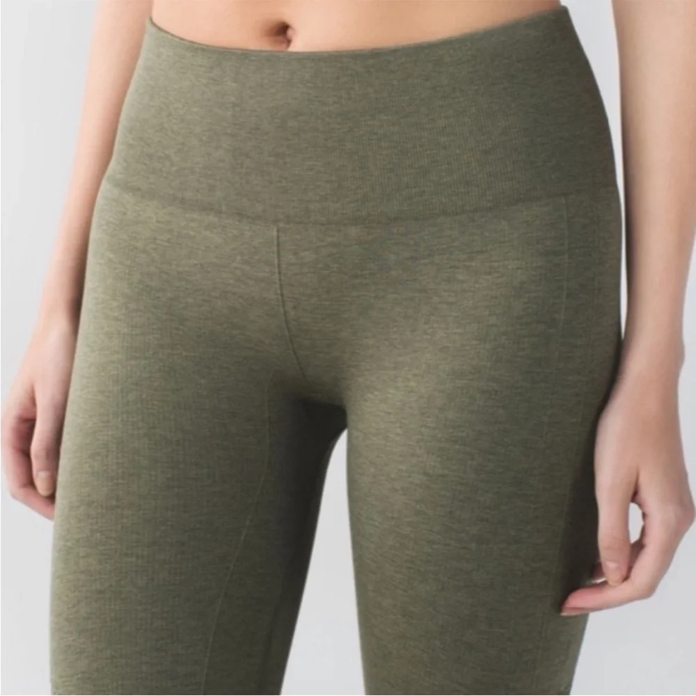 LULULEMON In The Flow Cropped Leggings green women’s size 4 activewear - Picture 11 of 16
